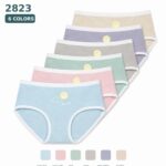 Briefs Skin‑Friendly Cotton Mid‑Rise Women Briefs, Cartoon Print Contrast Trim Panties