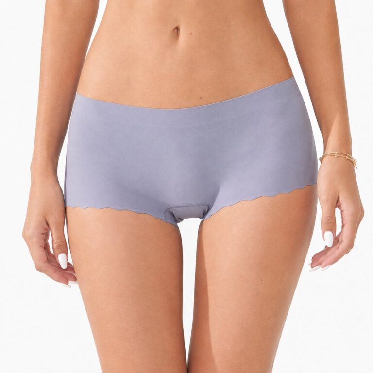 Boxer shorts Ice‑Silk Seamless Women Boyshort Underwear, Wavy Edge Stretch Panties