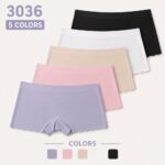 Boxer shorts Ice‑Silk Seamless Women Boyshort Underwear, Wavy Edge Stretch Panties