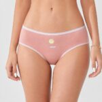 Briefs Skin‑Friendly Cotton Mid‑Rise Women Briefs, Cartoon Print Contrast Trim Panties