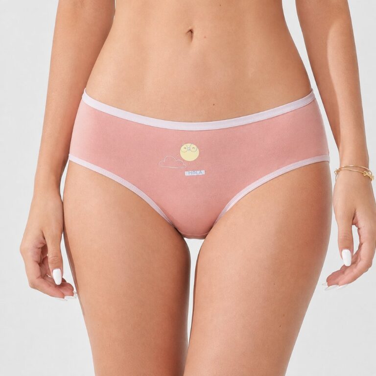 Briefs Skin‑Friendly Cotton Mid‑Rise Women Briefs, Cartoon Print Contrast Trim Panties