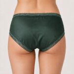 Lace Women's Underwear Women's Satin Lace Briefs, Smooth Lace Trim Mid-Waist Underwear