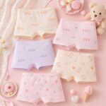 Kids' Underwear Girls' Soft Cotton Boxer Briefs, Cute Bear Print Kids Underwear