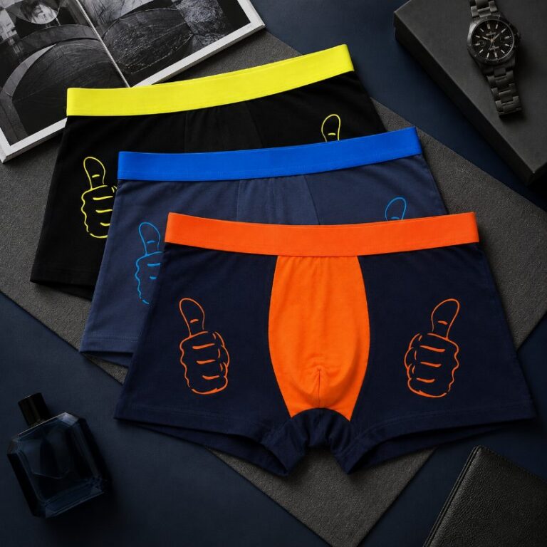 Men's Underwear Men's Soft Boxer Briefs, Contrast Waistband Thumbs Up Print Underwear