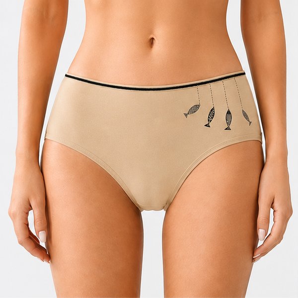 Printed Women's Underwear Women's Cute Fish Print Briefs, Simple Comfortable Cotton Underwear