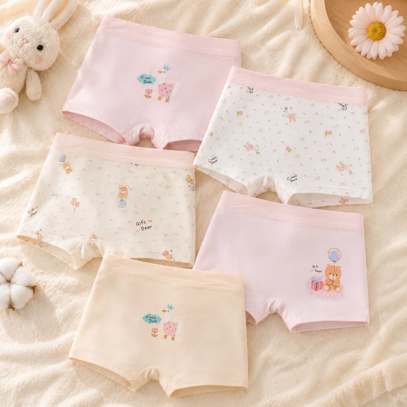 Kids' Underwear Girls' Soft Cotton Boxer Briefs, Cute Animal Print Kids Underwear