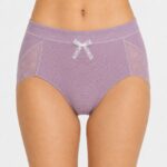 Lace Women's Underwear Women's Ribbed Cotton Briefs, Lace Bow Decor Soft Comfortable Underwear