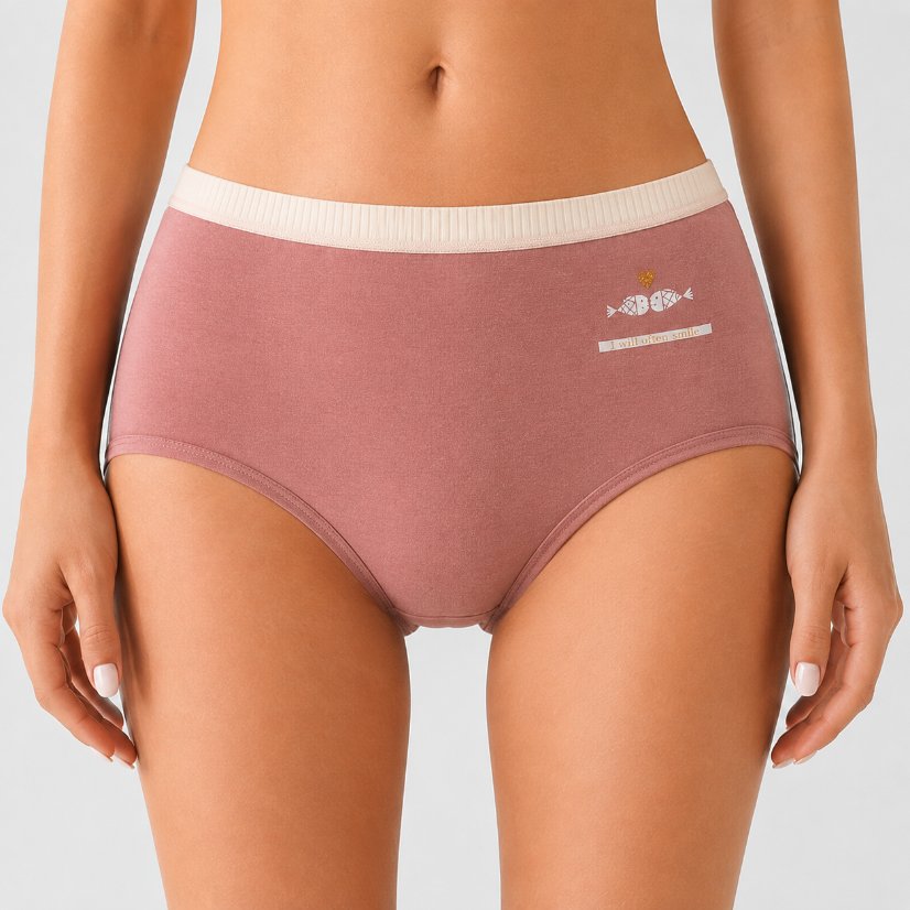 Printed Women's Underwear Women's Cute Candy Fish Print Briefs, Contrast Waistband Comfortable Underwear