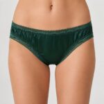 Lace Women's Underwear Women's Satin Lace Briefs, Smooth Lace Trim Mid-Waist Underwear