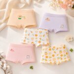 Kids' Underwear Girls' Cotton Boxer Briefs, Cute Floral Print Kids Underwear