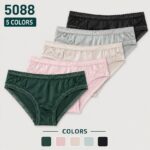 Lace Women's Underwear Women's Satin Lace Briefs, Smooth Lace Trim Mid-Waist Underwear