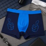 Men's Underwear Men's Soft Boxer Briefs, Contrast Waistband Thumbs Up Print Underwear