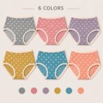 Printed Women's Underwear Women's Polka Dot Heart Print Briefs, Lace Trim Cute Underwear
