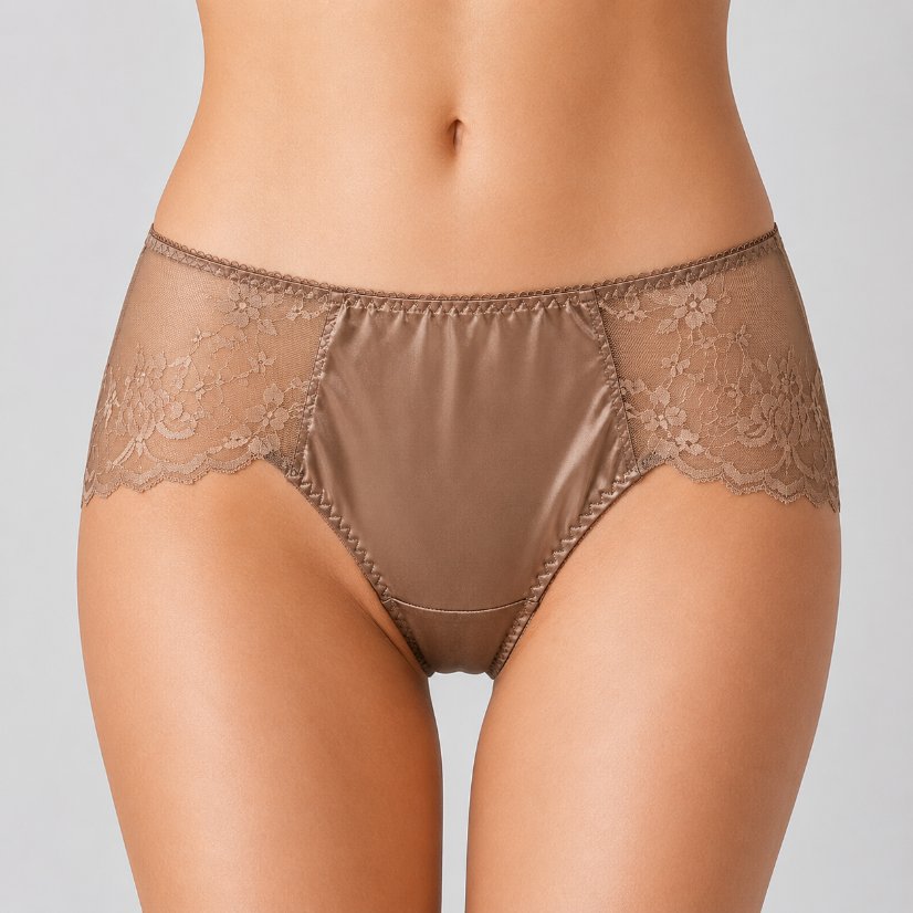 Lace Women's Underwear Women's Satin Lace Briefs, Sexy Lace Trim Mid-Waist Underwear
